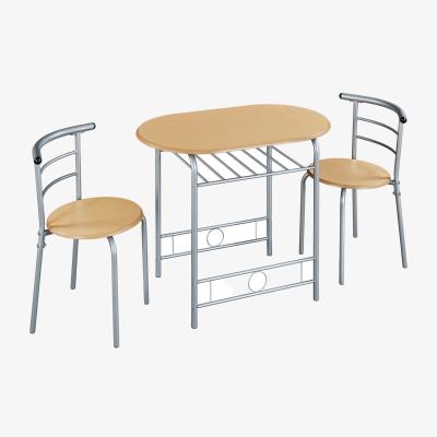 The Range 3 Piece Round Dining Table Set with Steel Legs - Natural / 90cm