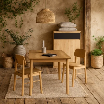 The Range Brno 5 Piece Natural Effect Dining Set Rectangular Table and 4 Chairs - Natural