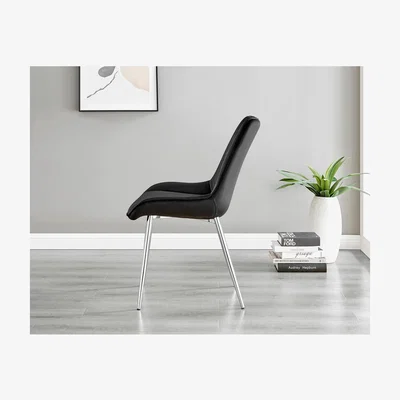 The Range Malmo Glass and Black Leg Dining Table and 4 Pesaro Silver Chairs - Black