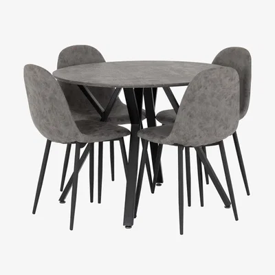 The Range Athens Round Dining Set - concrete effect