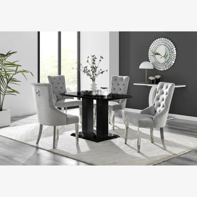 The Range Imperia 4 Black Dining Table and 4 Belgravia Chairs - Grey