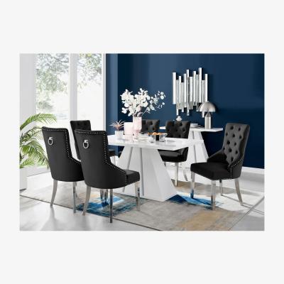 The Range Athens White Dining Table And 6 Belgravia Dining Chairs - Black