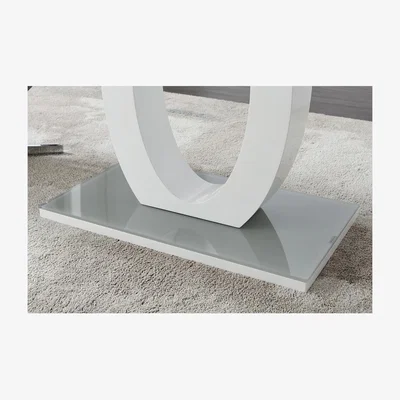 The Range Giovani Grey White Modern High Gloss  Glass Dining Table and 6 Milan Chairs Set - Yellow