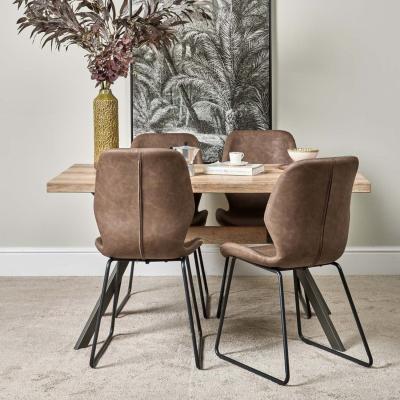 The Range Kamala 140cm Dining Table  4 Callum Dining Chairs - Dark Brown