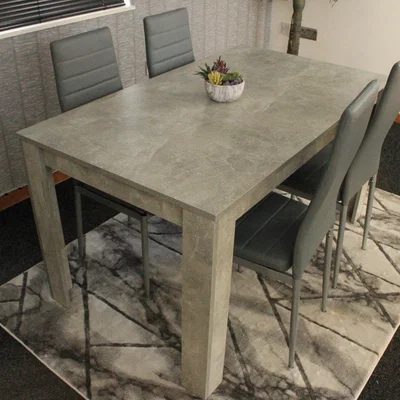 The Range Kosy Koala Stone Grey Table and 4 Grey Chairs - Grey