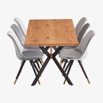 The Range Sofia Blaze LUX Dining Set Includes a Table with Chairs Set of 6 - Light Grey