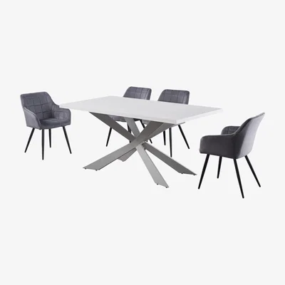 The Range Camden Duke LUX Dining Set Includes a Table with Set of 4 chairs - Dark Grey