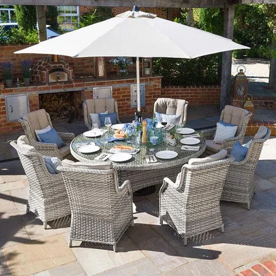 The Range Nova Oyster Eight Seater Round Dining Set - Grey