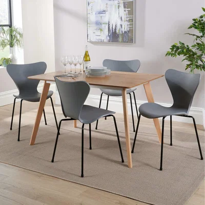 The Range Rayna Table and 4 Penny Chairs Dining Set - Grey