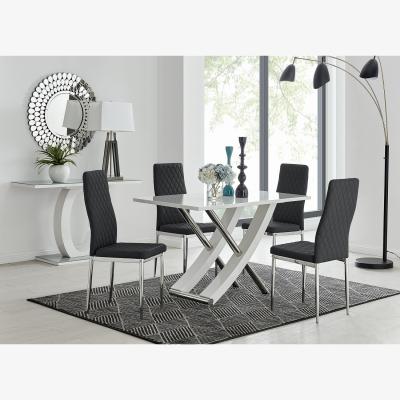The Range Mayfair 4 White Dining Table  4 Milan Chairs Set - Black