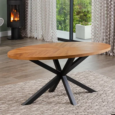 The Range Dossena Oval Dining Table Set with 4 Rimini Velvet Chairs - Teal