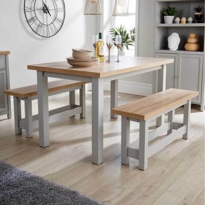 The Range Avon Dining Table and Bench Set - Grey - Grey