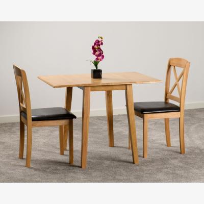 The Range Mason Double Drop Leaf Dining Set - Oak/ Brown PU