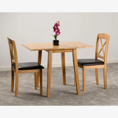 The Range Mason Double Drop Leaf Dining Set - Oak/ Brown PU