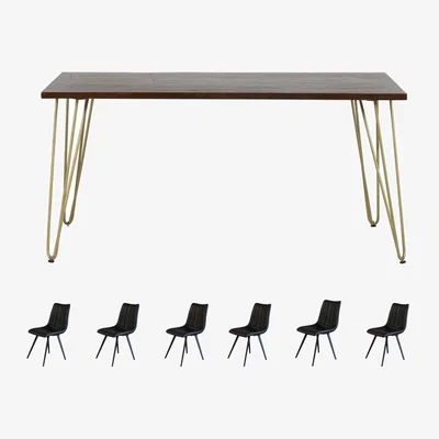 The Range Dallas Dark Mango Wooden Rectangular 6 Seater Dining Table Set With 6 Chairs - Dark Wood