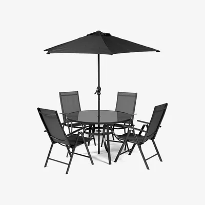 The Range Suntime 1.2m Santos Textelene Dining Set - Charcoal