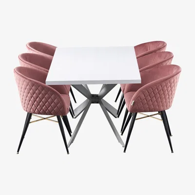 The Range Vittorio Duke LUX Dining Set Includes a Table and Chairs Set of 6 - Pink
