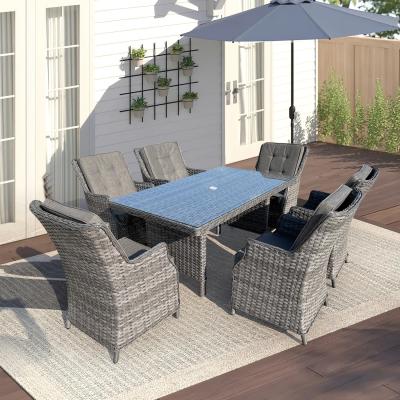 The Range Furniture One 6 Seater Rattan Dining Table and Chair Set - Grey