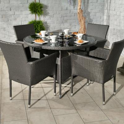 The Range Malaga 4 Seater Fixed Dining Set - Grey
