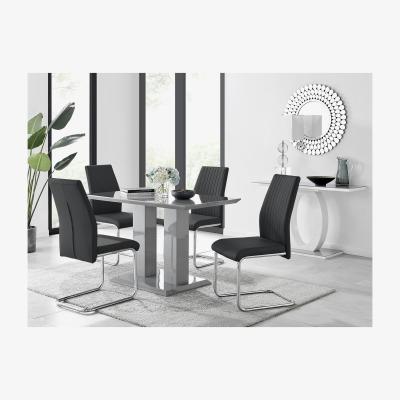 The Range Imperia 4 Modern Grey High Gloss Dining Table  - Black