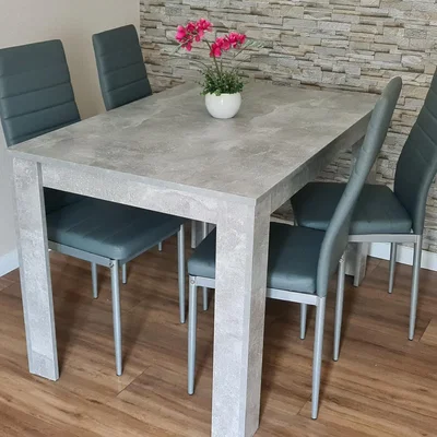 The Range Modern Stone Grey Table Set With 4 Metal Chairs  - Stone grey