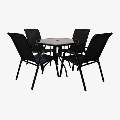 The Range Outdoor 4 Person Patio Dining Table Chairs Set  - Black
