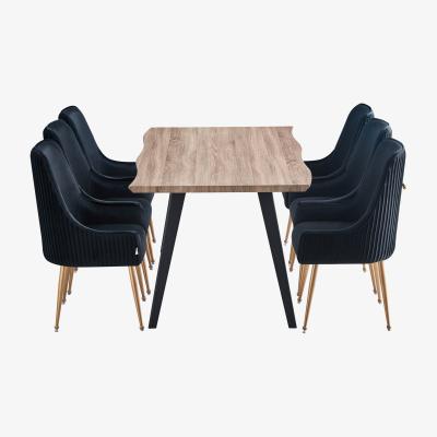 The Range Soho Rocco LUX Dining Set Includes a Table with 6 Chairs - Black