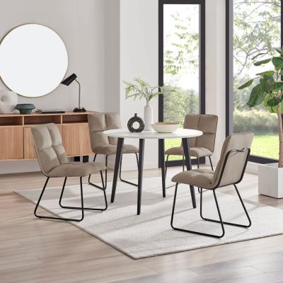 The Range Koko White Melamine Round Dining Table And 4 Menen Chairs - Taupe