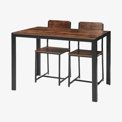 The Range Industrial Compact Dining Table With 1 Bench 2 Chair Set - Brown