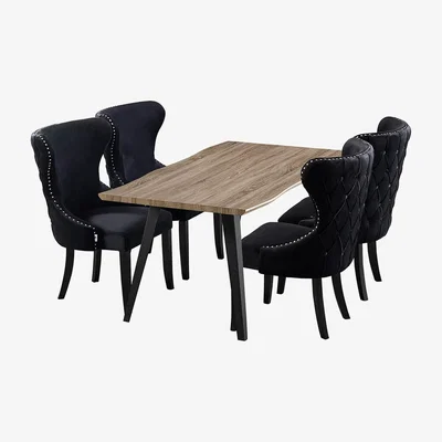 The Range Mayfair Rocco Dining Set a Table and Chairs Set of 4 - Black