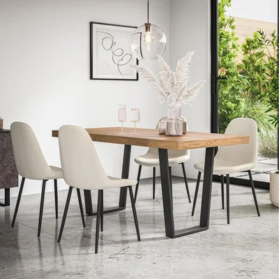 The Range Aria Dining Table And Chairs - Oak Effect Table w 4-6 Maya Boucle Chair -  White / 6