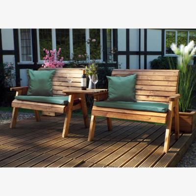 The Range Charles Taylor Twin Bench Set Straight with Seat Cushions - Green