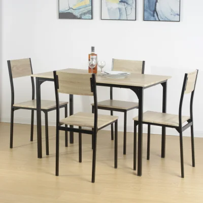 The Range 5 pcs Dining Set Table and 4 Chairs - Oak & Black