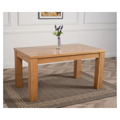 The Range Dakot 152 x 87cm Medium Oak Dining Table and 6 Montana Fabric Chairs - Beige