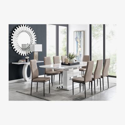 The Range Arezzo Large Extending Dining Table  8 Milan Black Leg Chairs - Yellow