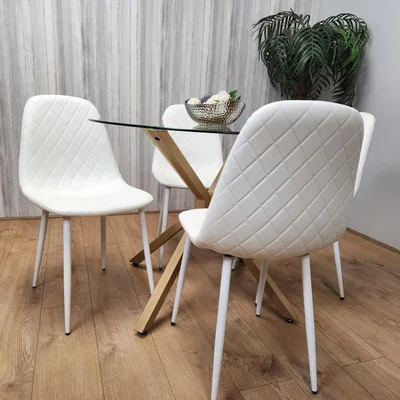 The Range Round Clear Glass Dining Table Set - Clear White