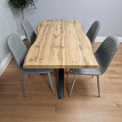 The Range Dining Table with 4 Grey Gem Chairs Modern Dining Set for Kitchen and Dining Room - Brown