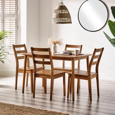The Range Lynton Small Walnut Colour Wooden Dining Table And 4 Dining Chairs - Walnut