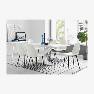 The Range Atlanta 6 Table  6 Corona Black Leg Chairs - White