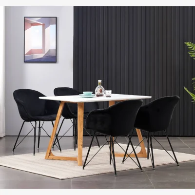 The Range Valentina Dallas Dining Set Includes a Table and Chairs Set of 4 - Black