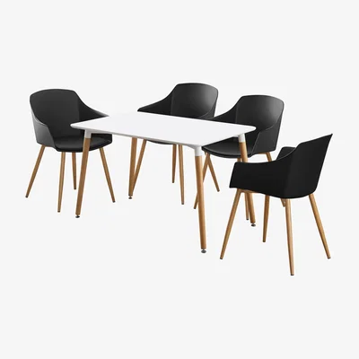 The Range Eden Halo Dining Set with a Table and Set of 4 Chairs - Black