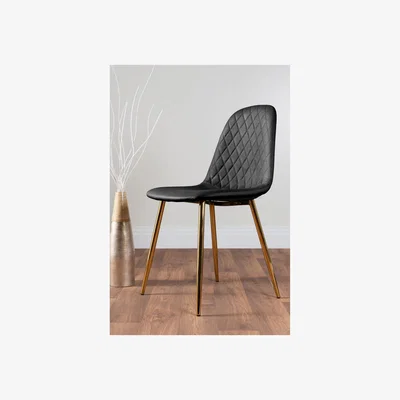 The Range Palma White High Gloss Round Dining Table and 6 Corona Gold Leg Chairs - Black