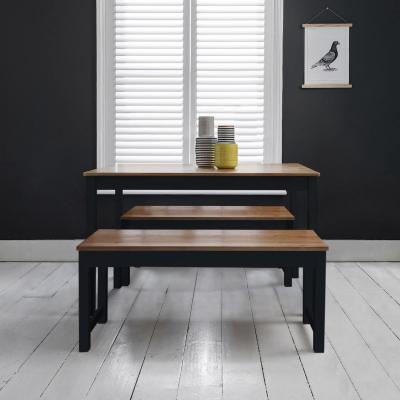 The Range Annika Dining Table with 2 Benches in Anthracite - Anthracite
