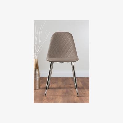 The Range Palma White High Gloss Round Dining Table and 6 Corona Silver Chairs - Cappuccino