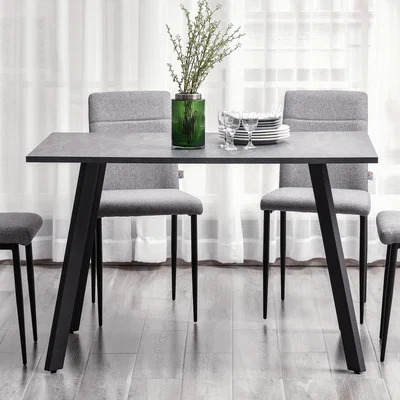 The Range Modern Rectangular Dining Table with Metal Legs - Dark Grey