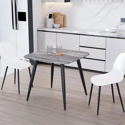 The Range Aspen Dining Set with Grey Oak Table and 2 Curve Plastic Chairs  - White