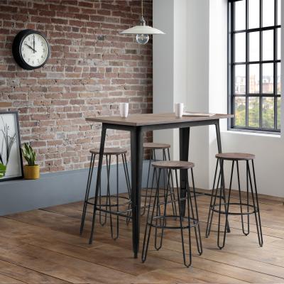 The Range Grafton Bar Table and Dalston Stools Set - Brown / 1 Table and 4 Chairs