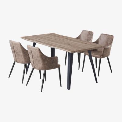 The Range Zarah Rocco Dining Set with a Table and 4 Chairs - Light Brown