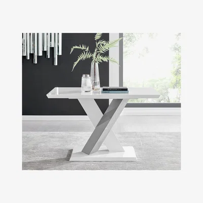 The Range Monza 4 Seat White High Gloss Dining Table with Grey Accent - White