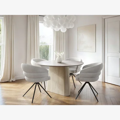 The Range Elin Dining Table with Eira Chairs Set - Beige + Cream